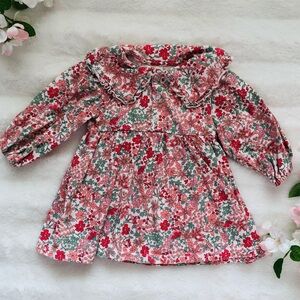 Adorable Floral Pink & Green Baby Dress, Laura Ashley, 100% cotton Size 12M